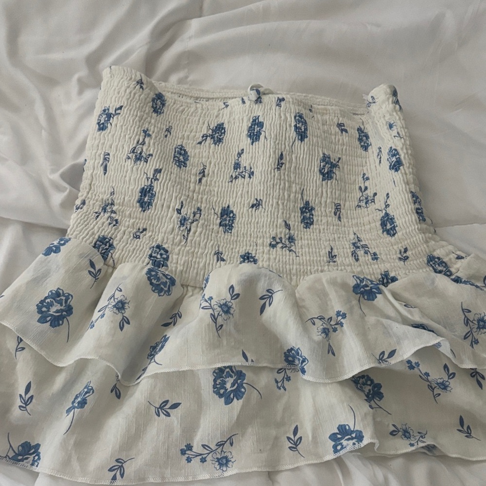 Floral Blue and White Women's Shirt